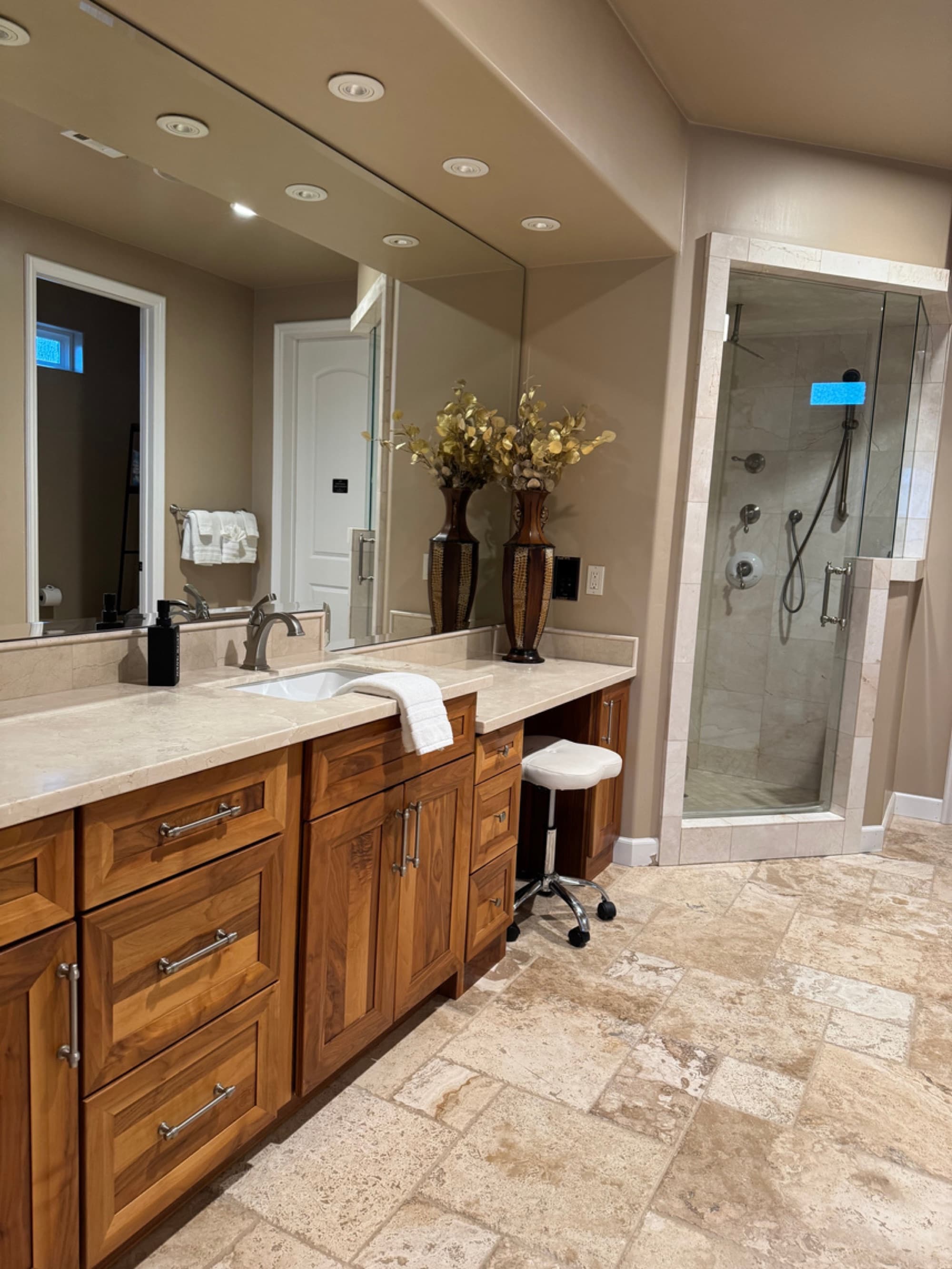 Bathroom cleaned and staged for guest arrival
