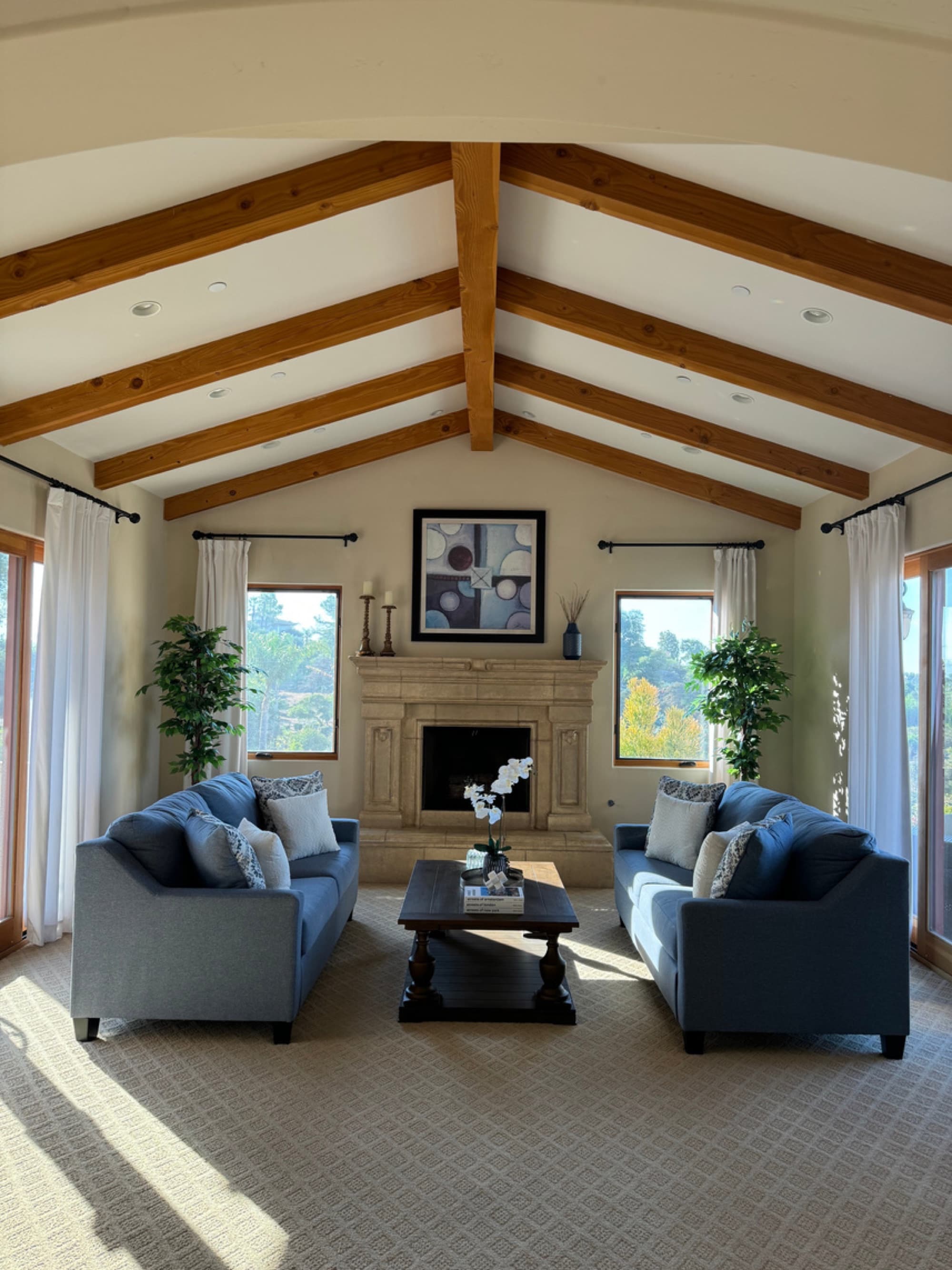 Living room reset to guest-ready standard